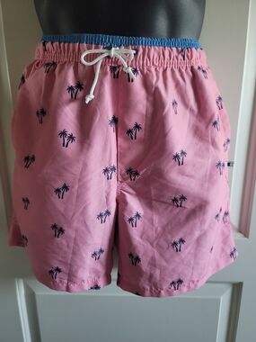Cotton On Palm Print Swim Shorts with Blue Waistband